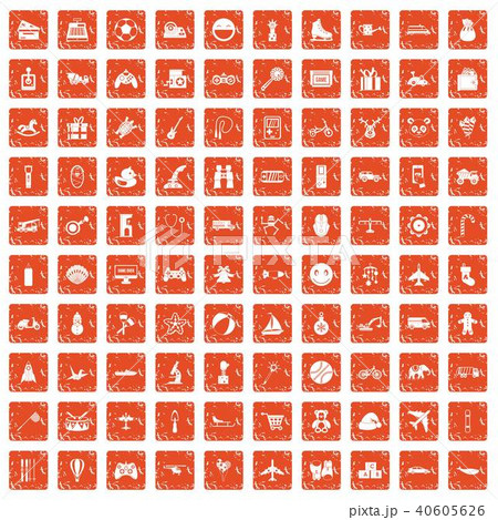 100 toys for kids icons set grunge orange 100 toys for kids icons set grunge orange 40605626