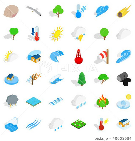 Peaceful nature icons set, isometric style Peaceful nature icons set, isometric style 40605684