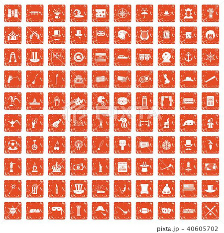 100 top hat icons set grunge orange 100 top hat icons set grunge orange 40605702