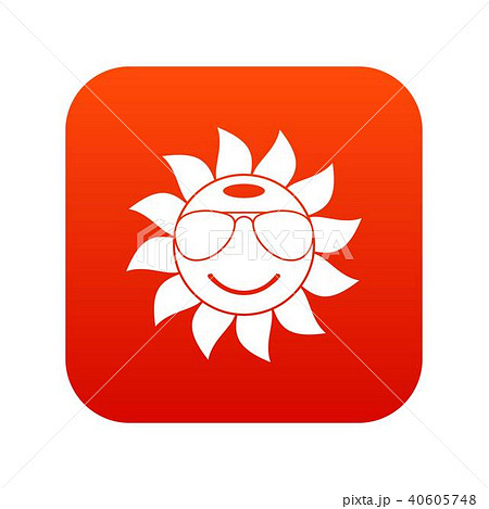 Sun icon digital red 40605748