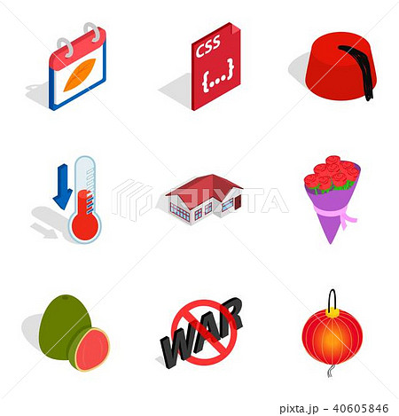 Peacetime icons set, isometric style 40605846