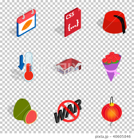 Peacetime icons set, isometric style 40605846