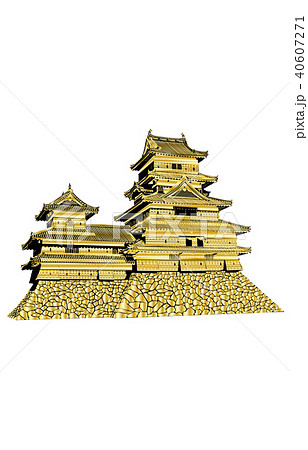 日本の城現存天守松本城金のイラスト素材