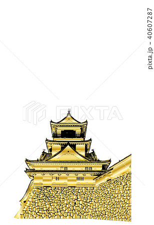 日本の城現存天守高知城金のイラスト素材