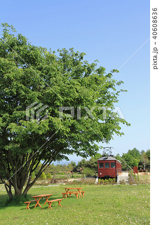 古い電車のある安曇野ちひろ公園 40608636