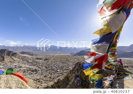 Tibetan prayer flags at Leh, Ladakh, India Tibetan prayer flags at Leh, Ladakh, India 40610237