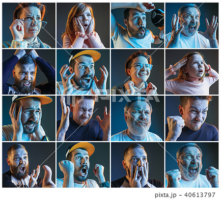 Collage about emotions of football fans watching soccer on tv 40613797