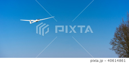 Pure white Glider in clear blue sky flying over the treetop. Concept of success, achievement of high 40614861