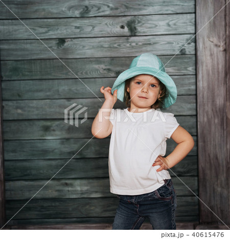Fashion little girl baby dressed in summer in Panama. 40615476