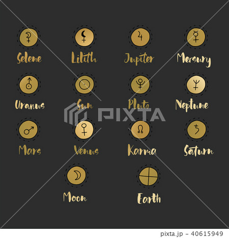 Astrology doodle symbols. Set of astrological graphic design elements. 40615949