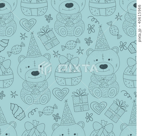 Birthday vector seamless pattern. Cute greeting illustration. 40615966
