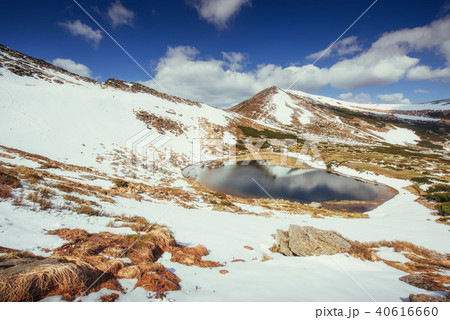 Mountain Lake. Reflection of sky in water. Spring landscape 40616660