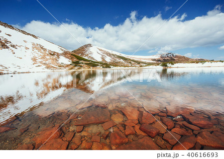 Lake between mountains. Spring landscape. Carpathians. Ukraine Lake between mountains. Spring landscape. Carpathians. Ukraine 40616693
