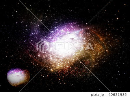 Stars, dust and gas nebula in a far galaxy Stars, dust and gas nebula in a far galaxy 40621986