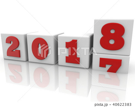 Cubes in white with New year change concept 40622383
