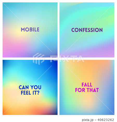 Abstract vector multicolored blurred background set 4 colors set. Square blurred backgrounds set - 40623262