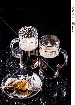 Mugs of beer with fish Mugs of beer with fish 40626863