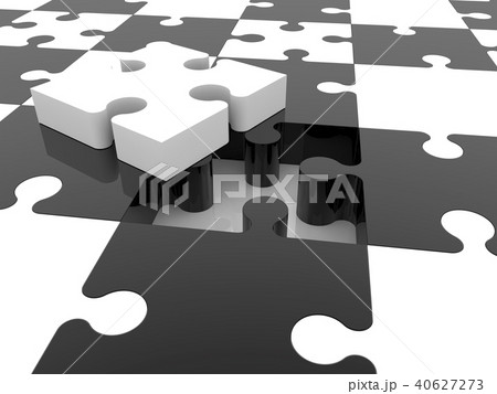 Incomplete puzzle concept in black and white color 40627273