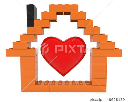 Red heart in middle house contour Red heart in middle house contour 40628129