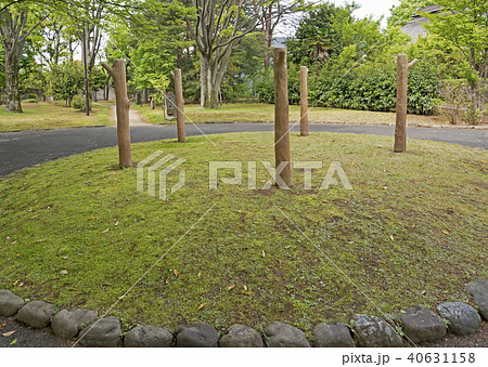 池淵史跡公園にある竪穴住居跡 東京都練馬区 の写真素材
