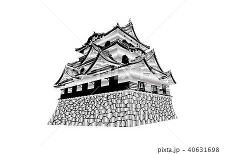 日本の城現存天守彦根城銀のイラスト素材