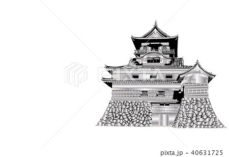 日本の城現存天守犬山城銀のイラスト素材
