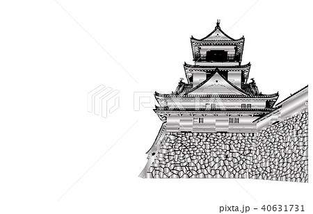 日本の城現存天守高知城銀のイラスト素材