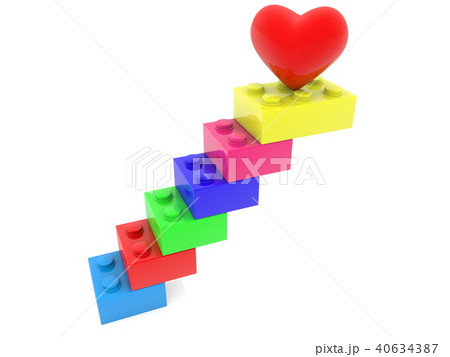 Stairs of toy bricks with heart on the top 40634387