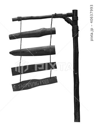 Black Wooden direction guide post isolate Black Wooden direction guide post isolate 40637993