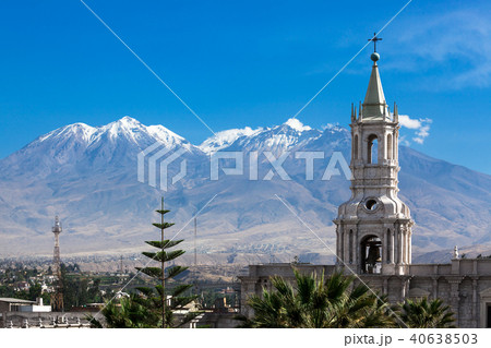 old cathedral and volcano 40638503