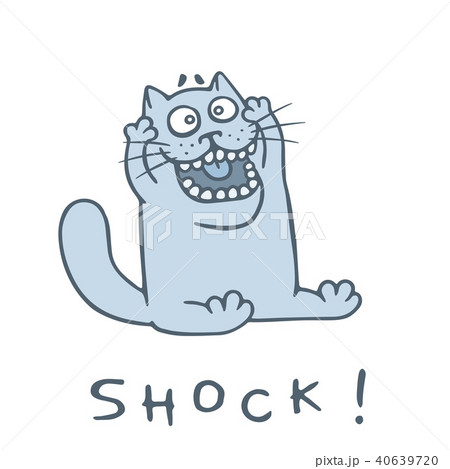 Cute Fat Cat In Shock And Screaming Vectorのイラスト素材