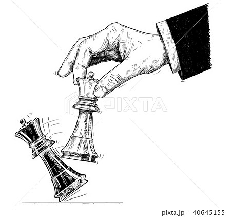 Premium Vector  Hand drawn vector illustration. chess board part with  pieces. smothered mate game position.