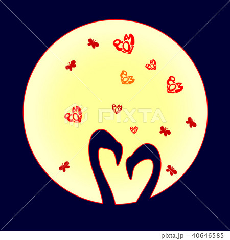 Cute two silhouette flamingos in love is. 40646585