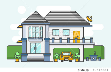 Modern house . Outline style and flat color design Modern house . Outline style and flat color design 40646881