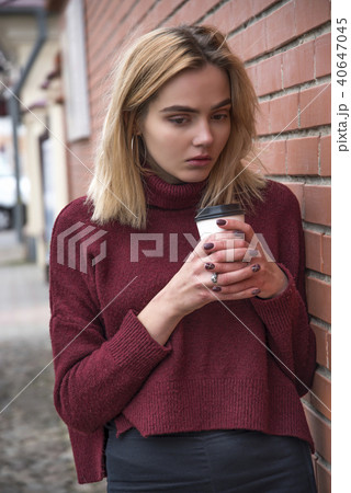 girl with a glass of coffee 40647045