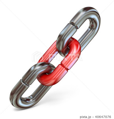 Red chain link connect two metal chain links 3D Red chain link connect two metal chain links 3D 40647076