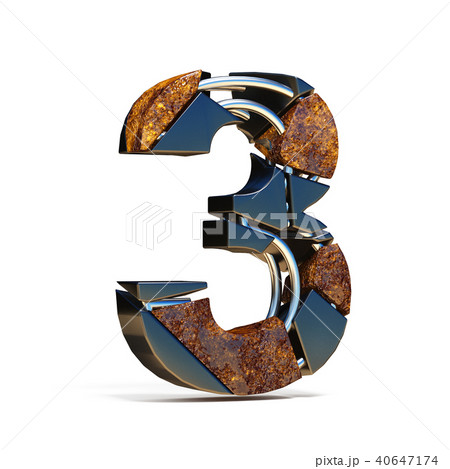 Black brown fracture font number 3 THREE 3D Black brown fracture font number 3 THREE 3D 40647174