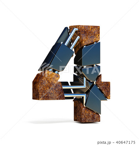 Black brown fracture font number 4 FOUR 3D Black brown fracture font number 4 FOUR 3D 40647175