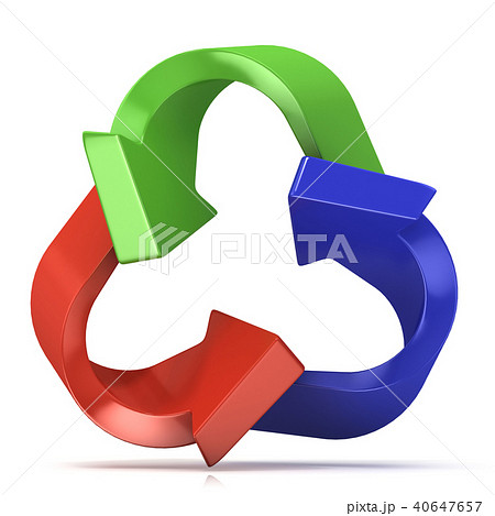 Colorful recycle sign, three arrows Colorful recycle sign, three arrows 40647657