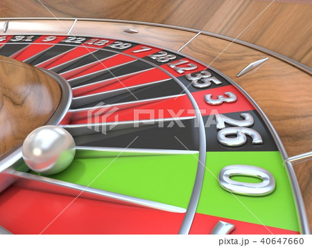 Macro view of a roulette table. Green zero. 3D Macro view of a roulette table. Green zero. 3D 40647660