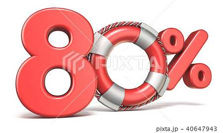 Life buoy 80 percent sign 3D Life buoy 80 percent sign 3D 40647943