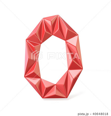 Red modern triangular font letter O. 3D 40648018