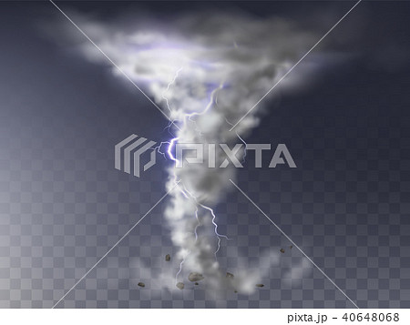 Vector realistic hurricane, tornado with lightning Vector realistic hurricane, tornado with lightning 40648068
