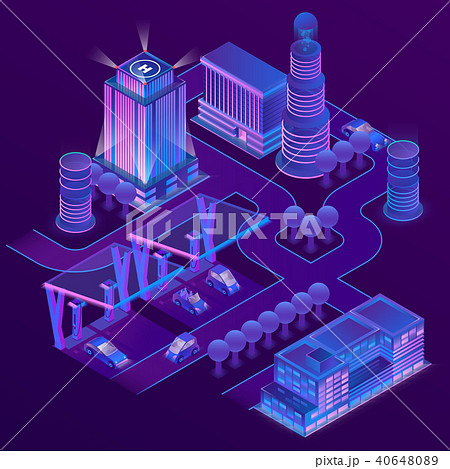 Vector 3d isometric city in ultra violet colors 40648089