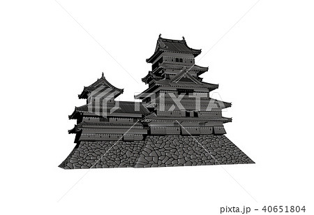 日本の城現存天守松本城黒のイラスト素材