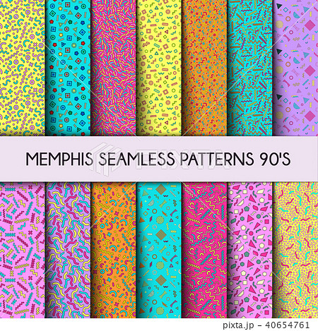 Memphis Seamless Backgrounds 80s 90sのイラスト素材