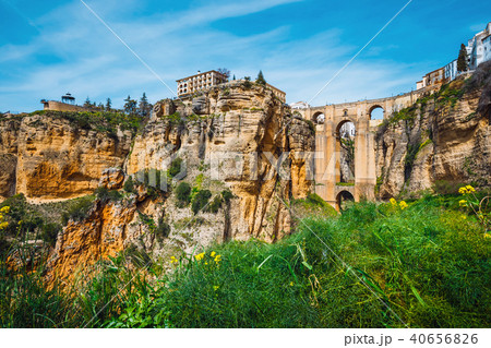 stone bridge over the gorge in Ronda, Spain 40656826