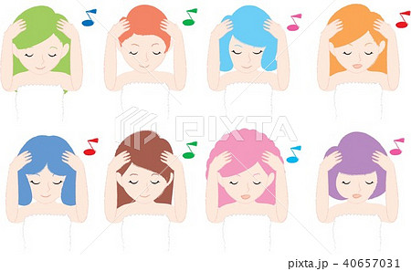 大人 女性 8人 頭皮ﾏｯｻｰｼﾞ頭頂のイラスト素材