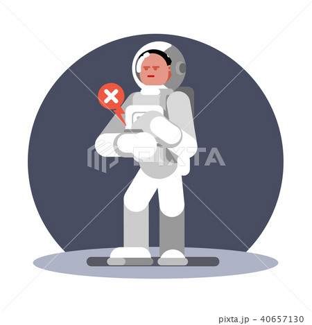 Woman cosmonauts hand computer 40657130