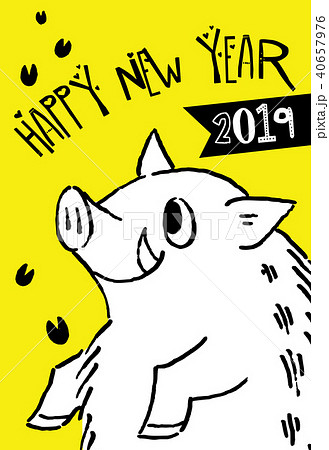 2019年 亥年 年賀状 ホワイト 2019年 亥年 年賀状 ホワイト 40657976